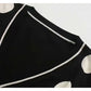 Vintage Dot Schwarz-Weiß-Kontrast V-Neck Sweater Cardigan Jacket 7419