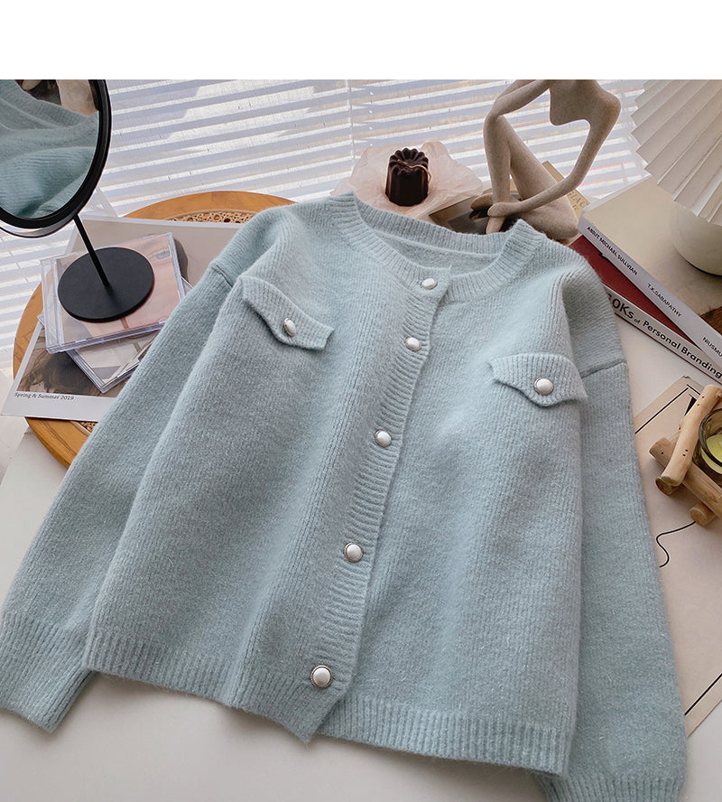 Korean languid style leisure thin long sleeve top  5989