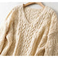 Loose cut-out woven lazy knit top  7370