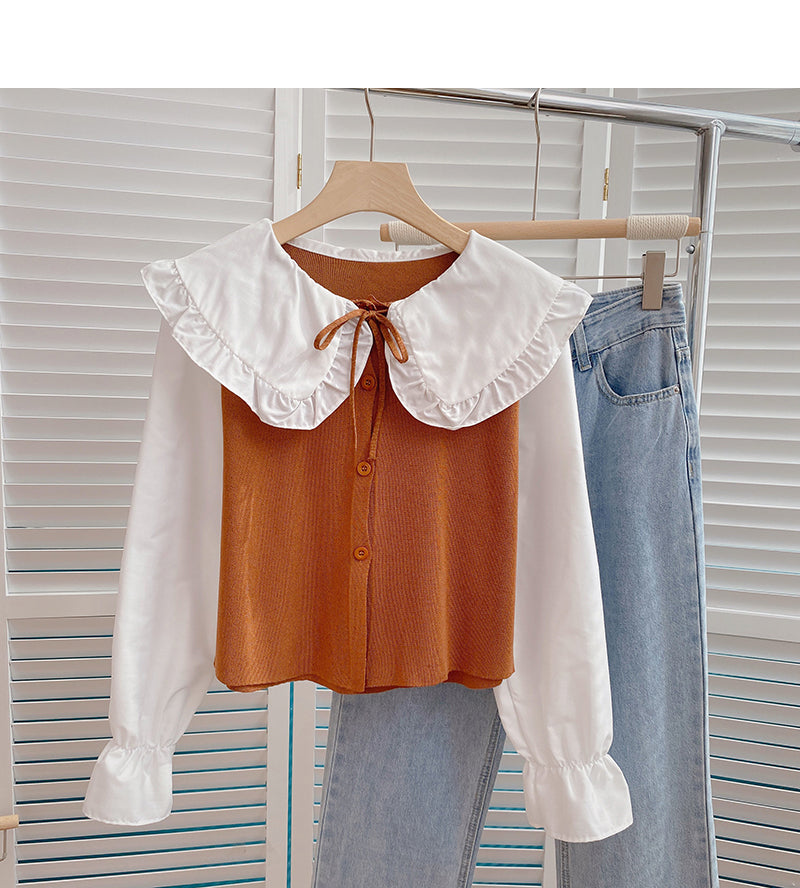 Babykragen Color Blocking Bandage Langarmshirt 6400