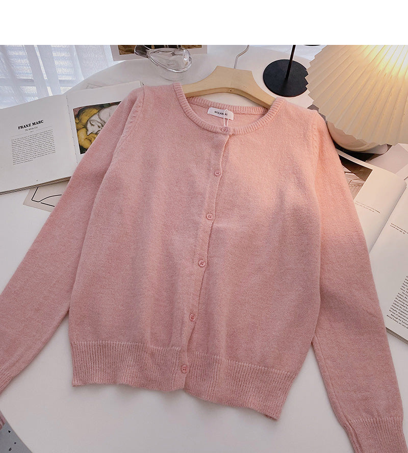 Cardigan Strickmantel einfarbig Langarm Einreiher Top 6661