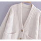 Loose medium length knitted cardigan coat  7288