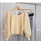 Der Vintage-Pullover mit Laternenärmeln und eckigem Halsausschnitt sieht dünn und modisch aus 6090