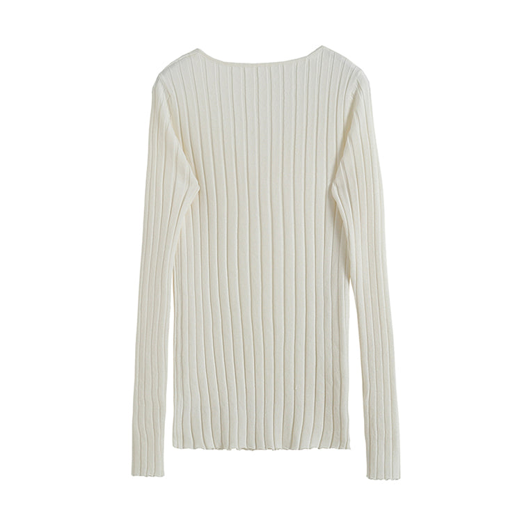 Retro Spice Girl schmaler Pit-Strip-Pullover mit V-Ausschnitt 7204