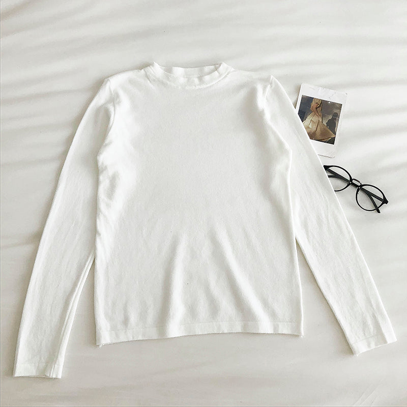 Korean pure color thin bottomed sweater  6445