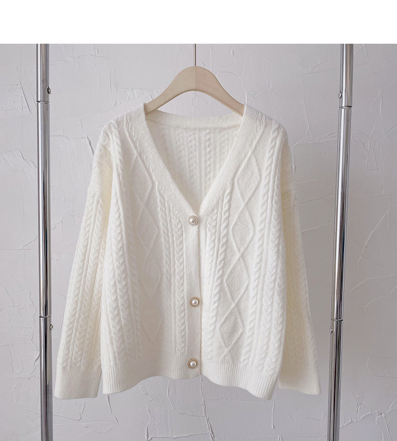 Single breasted V-neck Vintage sweater cardigan  6179