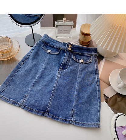 Retro-Rock im Hongkong-Stil, einfach, schmal, hohe Taille, Mode 5669