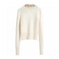 New foreign style retro printed Lapel knitted cardigan sweater  7219