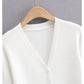 V-neck knitted cardigan slim single breasted short sweater coat  7451