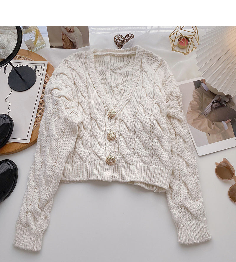 Knitted twist sweater Korean version lazy style  6129