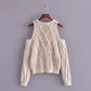 New Fashion Temperament Hohlpullover schulterfreier Pullover mit Rundhalsausschnitt 7205