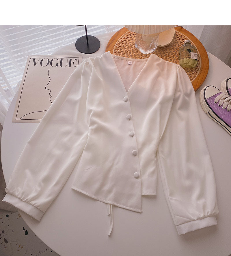 Chemise à manches lanterne française niche bandage 6280