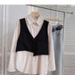 Lazy irregular stitching long sleeve shirt design fake two pieces  6358