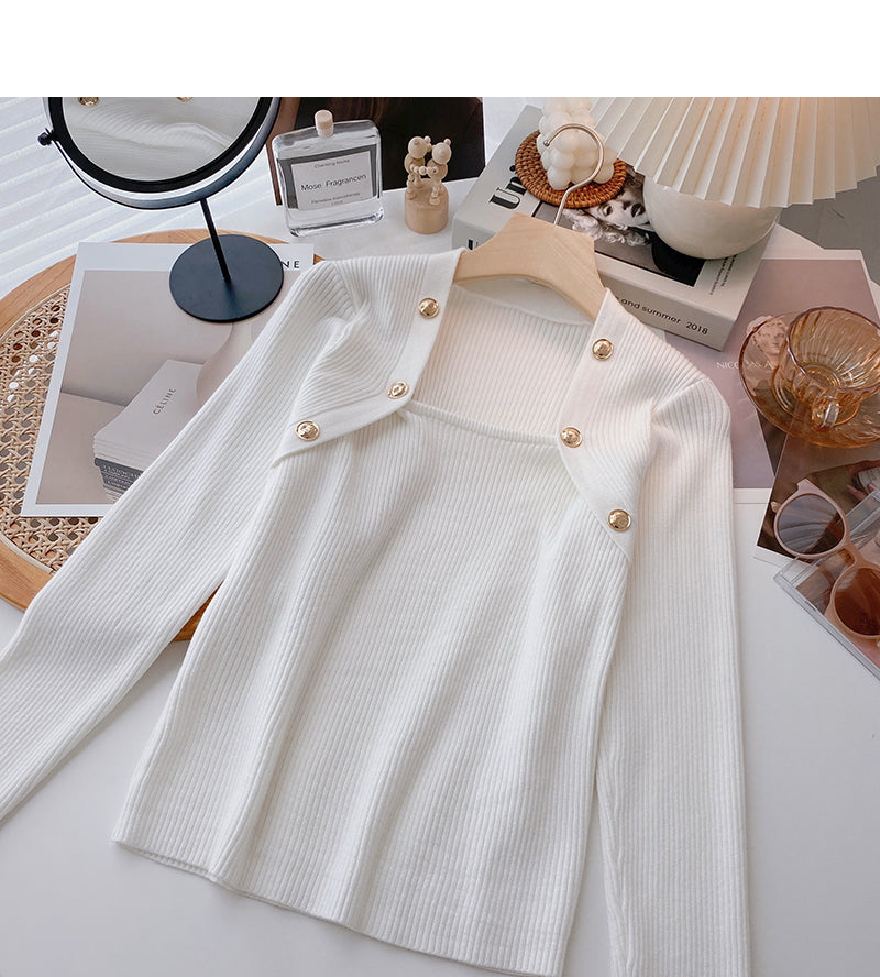 Zweireihiger Pullover mit eckigem Ausschnitt in rotem Netzdesign 6537
