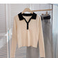 Kurzer Slim-Fit-Pullover mit Farbblockierung 6491