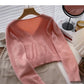 Korean version sweet foreign style V-neck short long sleeve top  5997