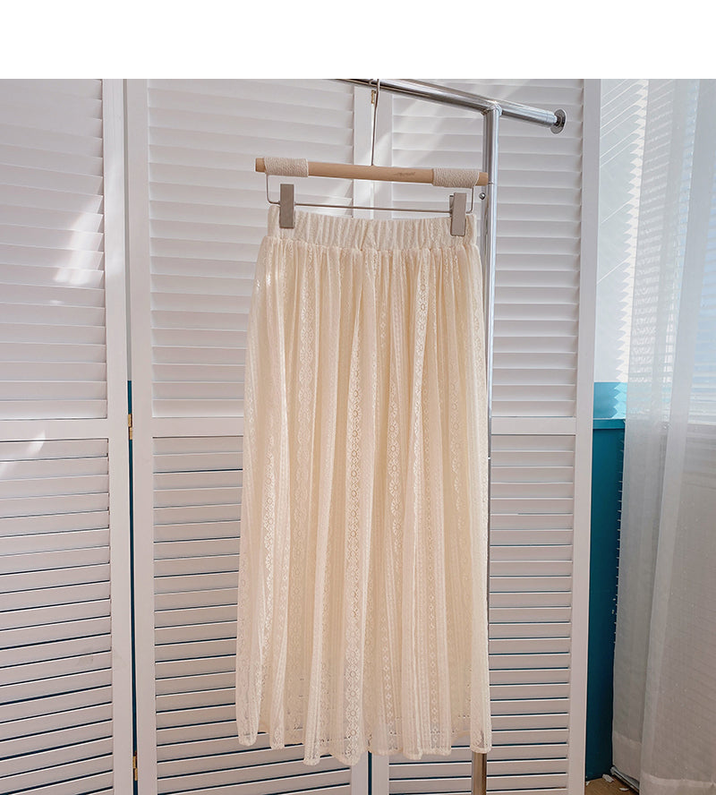 Slim and versatile elastic high waist A-line skirt  5793