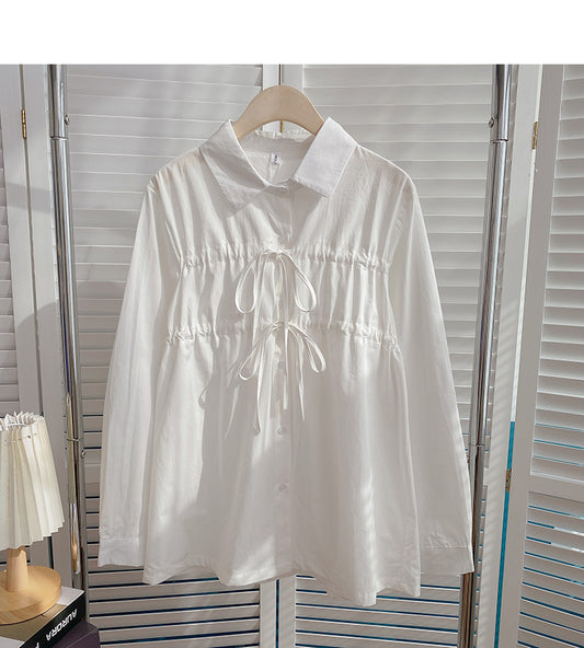 Haut à revers simple boutonnage de style étranger de couleur unie coréenne 6381