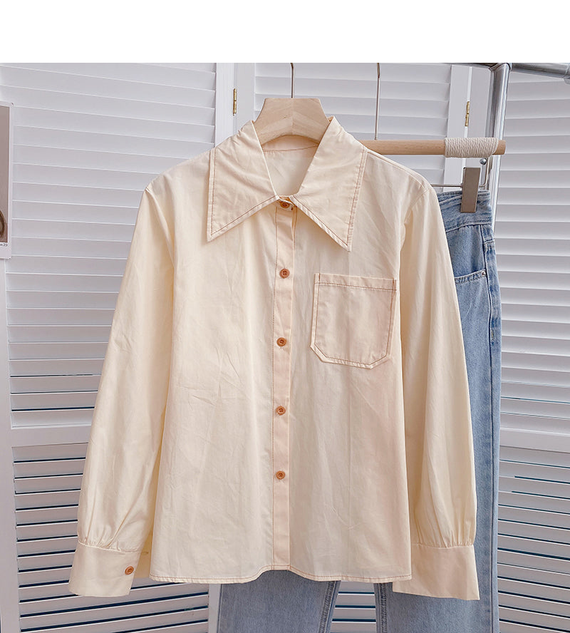 Korean slim retro design open line Lapel top  6383