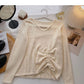 Imitation mink sweater niche V-neck drawstring slim top  6577