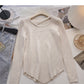 Design sense crew neck T-shirt solid color versatile long sleeve bottoming shirt  6693