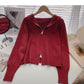 Cardigan knitted coat Long Sleeve hooded top  6658