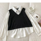 Design sense stitching fake two thin sweaters  6450