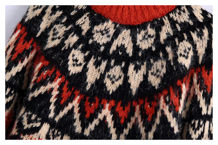 Lazy Wind Pullover Jacquard-Wollkugelpullover Pullover 7475