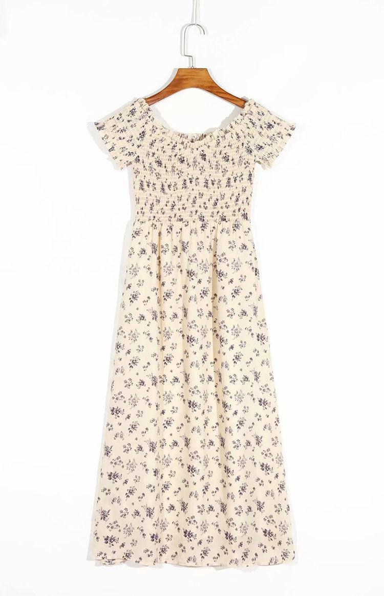 Sexy florales Urlaubswinddruck-Faltenkleid mit einem Halsausschnitt 7070