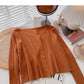Knitted cardigan women's lazy style solid color versatile long sleeve top  6684