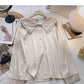 Solid color baby collar shirt long sleeve single breasted top  6422