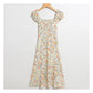 Wind garden small broken flower decoration low breast long dress  7030