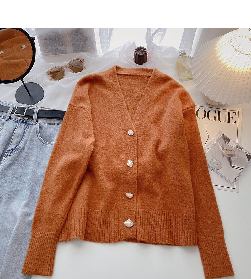Korean retro personalized single breasted top fashion  5977