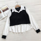 Women's sense of foreign style fake two-piece shirt design  6240