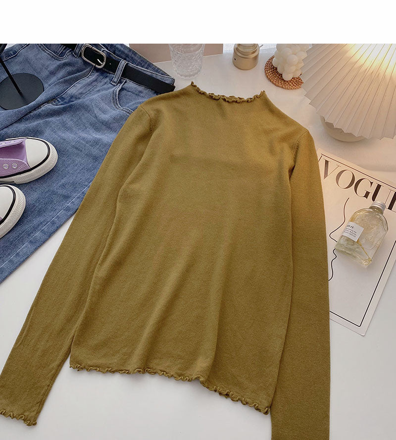 Long sleeved knitwear women's versatile commuter bottoms  6438