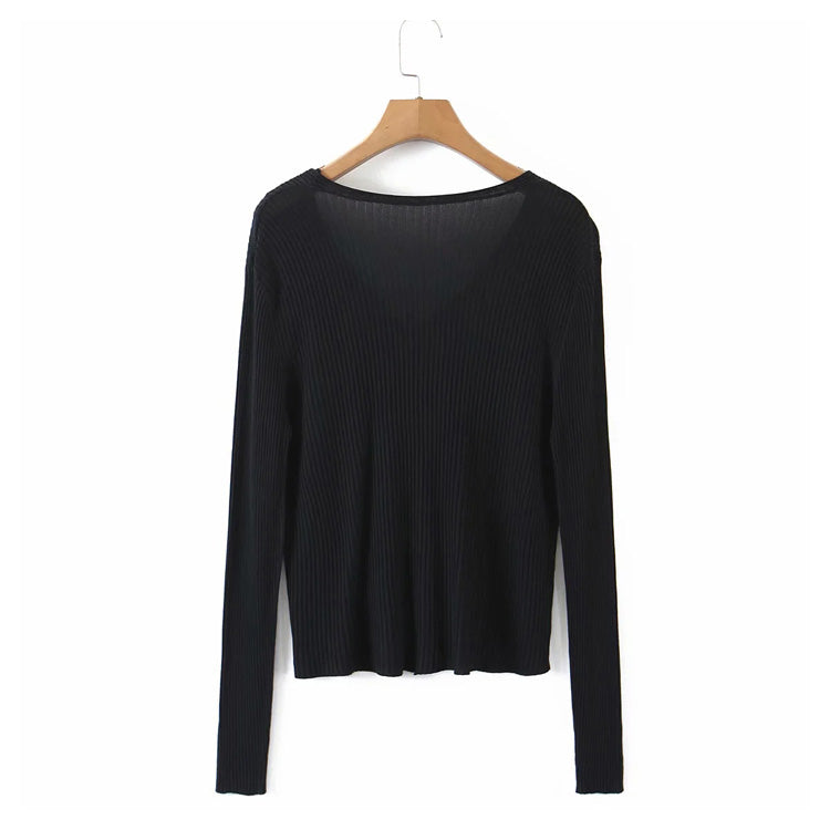 Knitted long sleeved cardigan + two-piece sweater with sling inside  7269