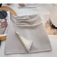 Solid color pleated PU leather short skirt for women is thin and versatile  5587