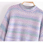 Tie dyed design exposed navel short sweater is fashionable and versatile  7259