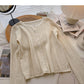 Cardigan women's knitted coat casual single breasted long sleeved top  6546