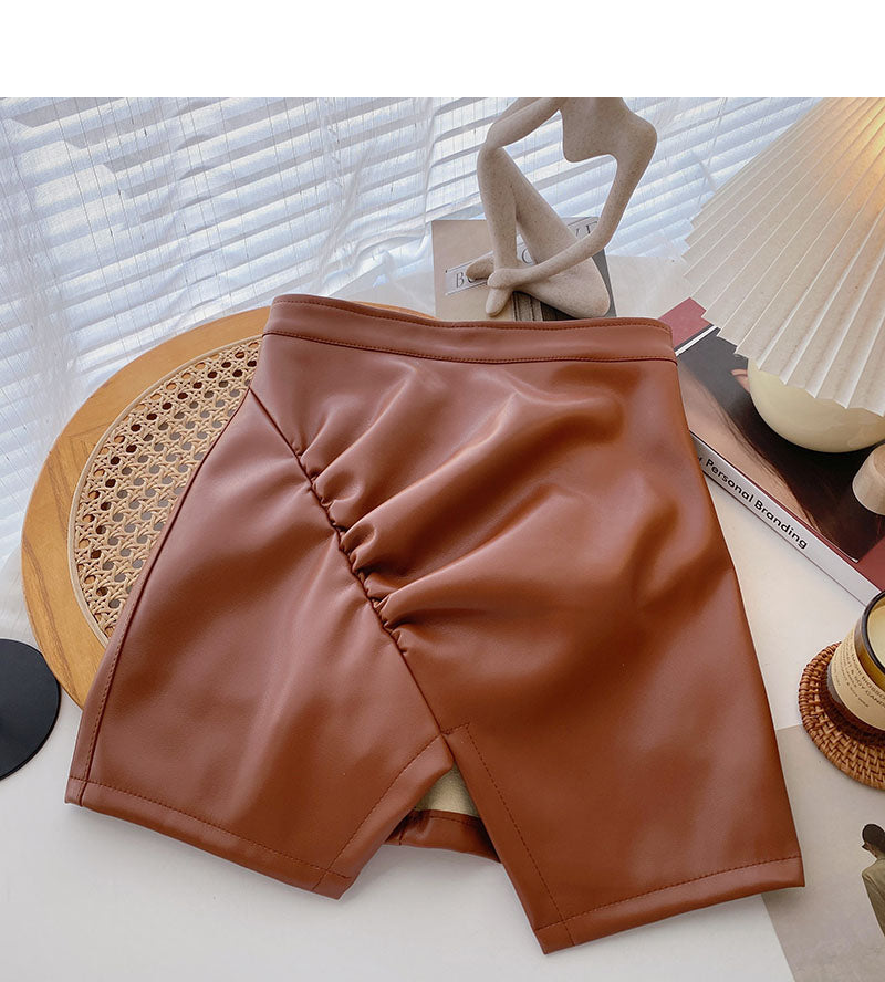 High waist pleated Hip Wrap slim design personalized A-line skirt  5563