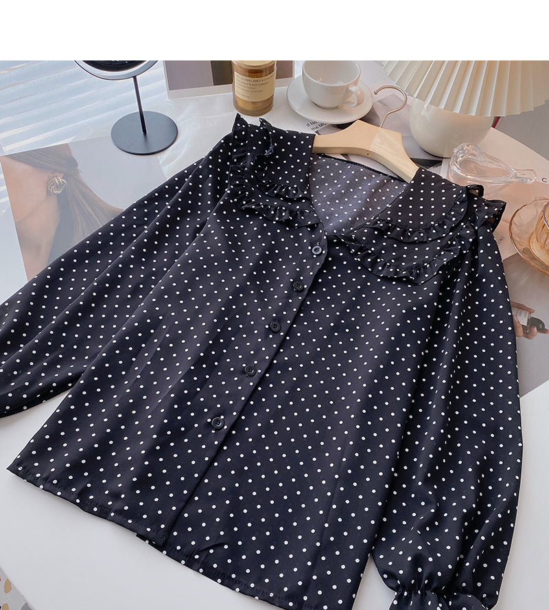 Baby collar lace design aging shirt  6407