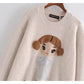 Sweet little girl jacquard cute wind loose knit sweater  7410