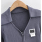V-neck knitted cardigan slim and navel exposed short solid color sweater coat  7452