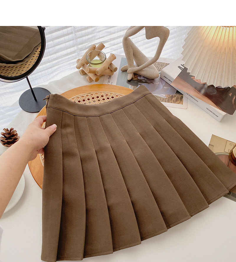 Korean version aging solid color high waist A-shaped short skirt  5581