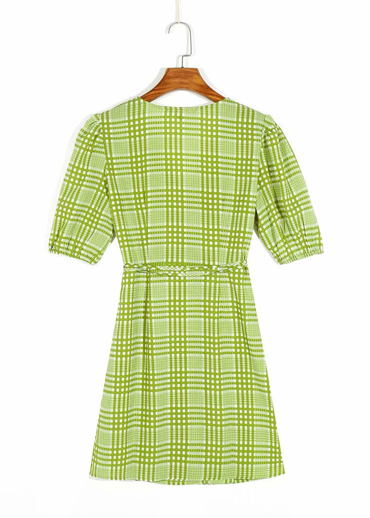 Waist lace up tea break skirt breasted lady dress  7074