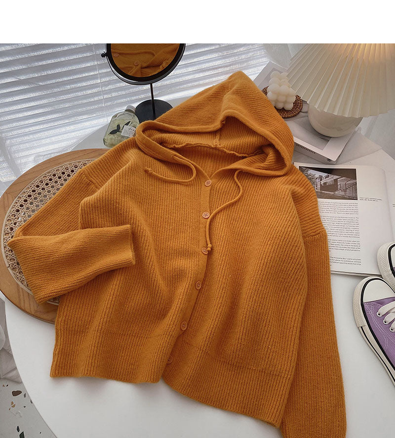 Pull femme style paresseux couleur unie manteau ample à capuche 5927