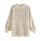 Pull ample à manches longues en jacquard léopard 7464
