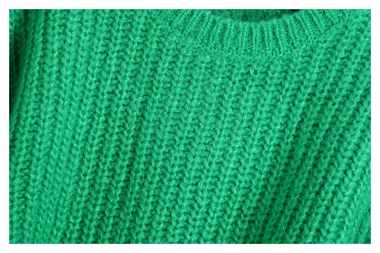 New Vintage crew neck puffy sleeve short sweater  7323