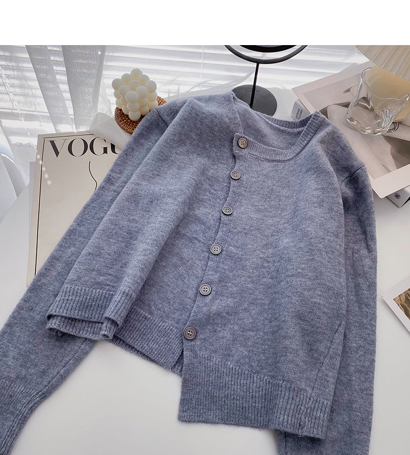 Single breasted irregular design fashion lazy loose top  5899