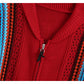 Contrast jacquard stand collar zipper knitted cardigan coat  7428